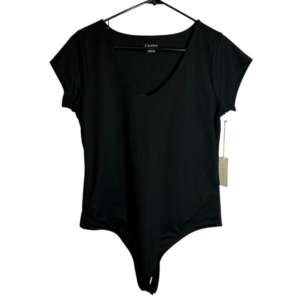 Z Supply Lucia So Smooth Bodysuit V Neck Minimalist Ballet Clean Girl Mod XL NWT